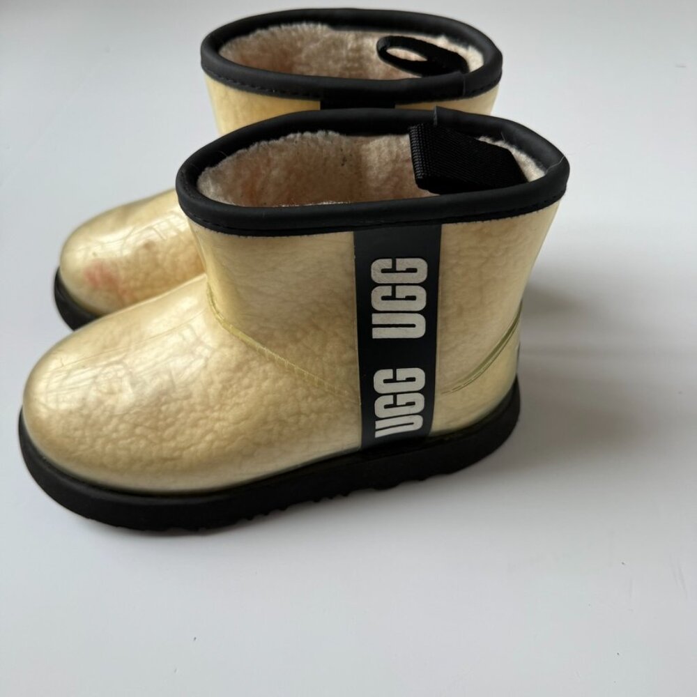 UGG Kids Classic Clear Cream Black Mini II Boots Size 12 | Waterproof Shearling - Picture 3 of 7